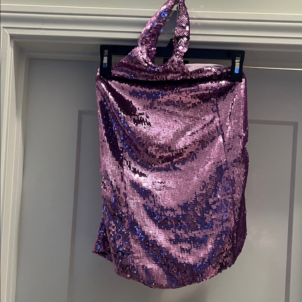 Zara Purple Sequin Halter Top